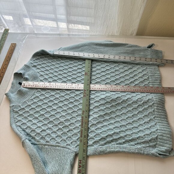 Talbots XL Blue Cable Knit Sweater Womens Pullover Aqua Blue Fishermans - Picture 4 of 7